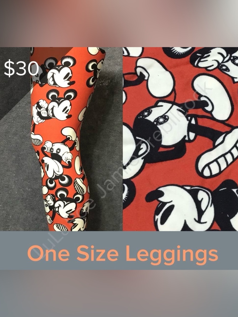 LuLaRoe Disney One Size Mickey Mouse Print Leggings